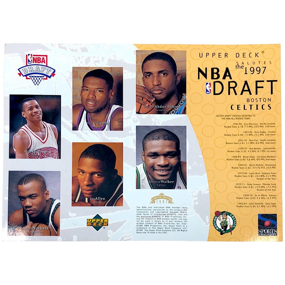 Boston Celtics 1997 NBA Draft Limited Edition Upper Deck 8"x10" Card